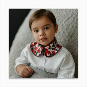 Little Girl Wearing A Floral Collar Canvas Print