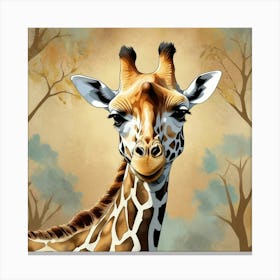 Abstract Pattern Of A Giraffe With Its Head In The Tress art print 1 Canvas Print