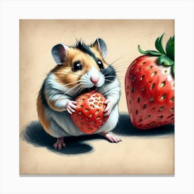 Hamster With Strawberry Canvas Print