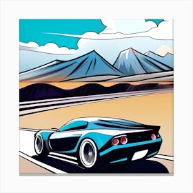 Car Racing In The Desert Canvas Print