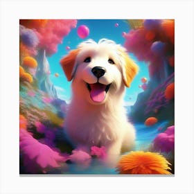 Dog In A Colorful World Canvas Print