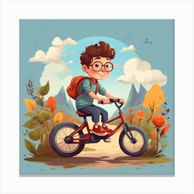 Boy Riding A Bike 2 Canvas Print