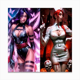 Two Female Comic Book Characters Canvas Print