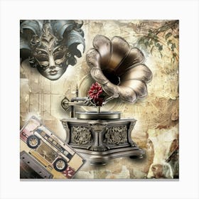 Gramophone Surreal Illustration Art 02 Canvas Print