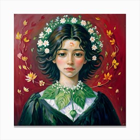 Girl With A Flower Crown Canvas Print