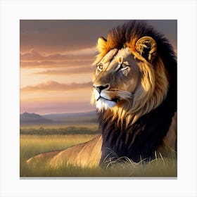 Lion In The Grass 6 Canvas Print
