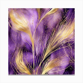 Purple And Gold Feathers Canvas Print
