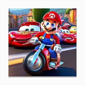 Mario And Cars Canvas Print