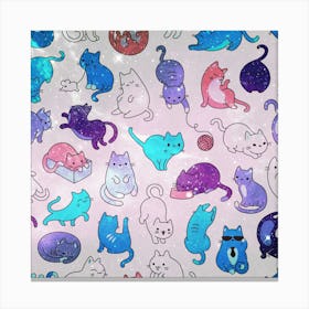 Galaxy Cats Cute Animal Prints Canvas Print