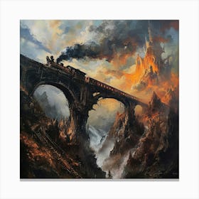 Train Crossing The Gorge 1 Canvas Print