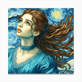 Starry Night Girl Canvas Print