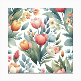 Floral Seamless Pattern Canvas Print