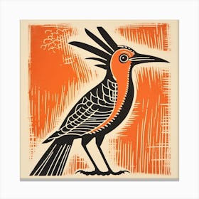 Retro Bird Lithograph Hoopoe 1 Canvas Print