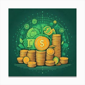 Firefly Finance, Illustration, Logo, Background, Icon, Money, Banking, Investment, Economy, Wealth, (11) Canvas Print