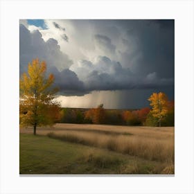 Storm Clouds Over A Field Canvas Print