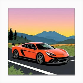 Close-Up of High-Performance Racer with White Stripes Canvas Print