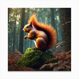 Red Squirrel In The Forest 6 Canvas Print
