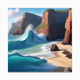 Cliffs And Waves Canvas Print
