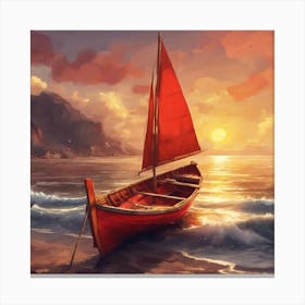 Sailboat At Sunset 1 Canvas Print