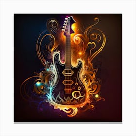 Electric Guitar With Flames Canvas Print