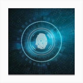 Fingerprint On A Blue Background Canvas Print