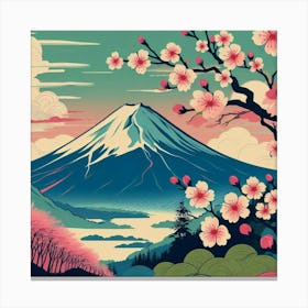 Cherry Blossoms On Mount Fuji Canvas Print