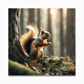 Squirrel In Forest Haze Ultra Detailed Film Photography Light Leaks Larry Bud Melman Trending (14) Canvas Print