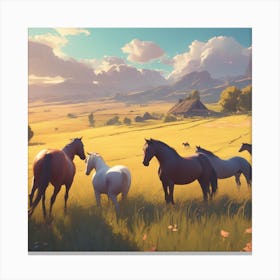 Horses In The Field 27 Canvas Print