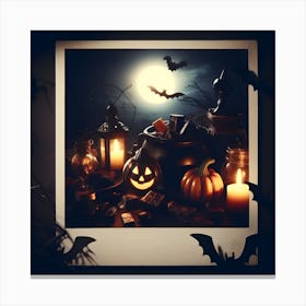 Vintage Style Halloween Card Canvas Print