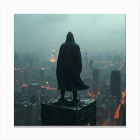 Man On Top Of A Building 1 Canvas Print