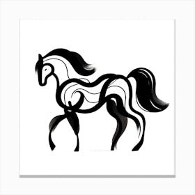 Black And White Horse Canvas Print