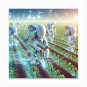 Robots In The Field 1 Canvas Print