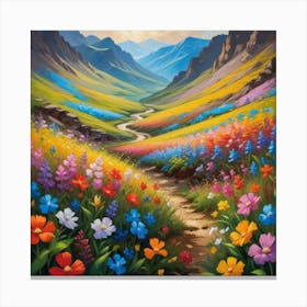 Valley Of Flowers Paintings Art Print Canvas Print