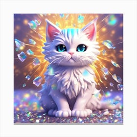 White Cat With Sparkles Canvas Print