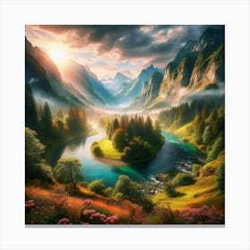 Sunrise In The Mountains Canvas Print