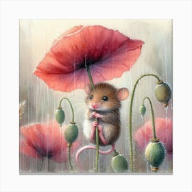 Mouse In The Rain Canvas Print