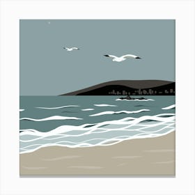 Seagulls On The Beach Canvas Print