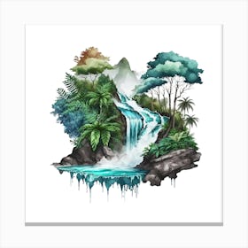 Waterfall In The Jungle 5 Canvas Print