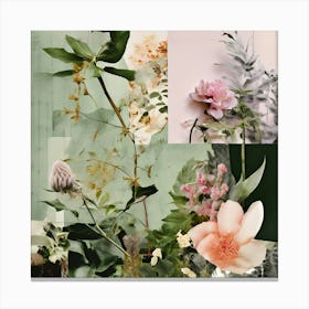 Collage Texture Photography Pictures Fonts Pastel Botanical Plants Layered Mixed Media Vi (1) Canvas Print