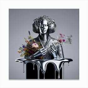 Woman Holding Flowers Canvas Print