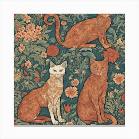 William Morris Inspired Cats Collection Art Print (3) 1 Canvas Print