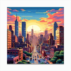 Pixelated Pop Art Cityscapes Or Landscapes Reimagined In A Pixelated Style Reminiscent 2 Canvas Print