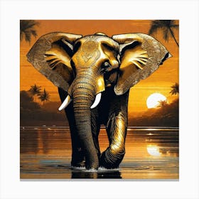 Elephant At The Beach Canvas Print
