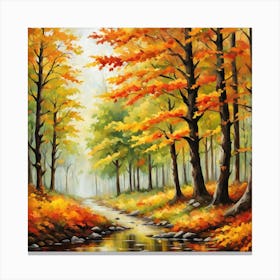 Forest In Autumn In Minimalist Style Square Composition 23 Canvas Print