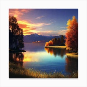 Sunset By The Lake 62 Canvas Print