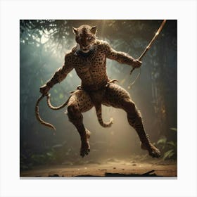 Panther Warrior Attack Canvas Print