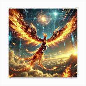 Dawn Phoenix Flight And Fire Wings Converted Canvas Print