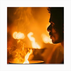 Man With Flames Canvas Print