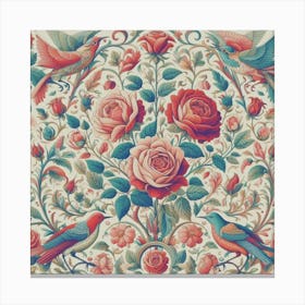 Roses And Birds William Morris Canvas Print