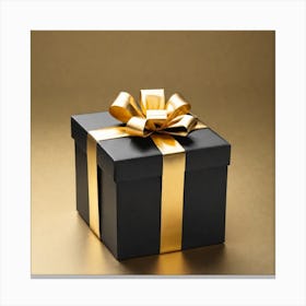 Black Gift Box With Gold Ribbon 3 Canvas Print